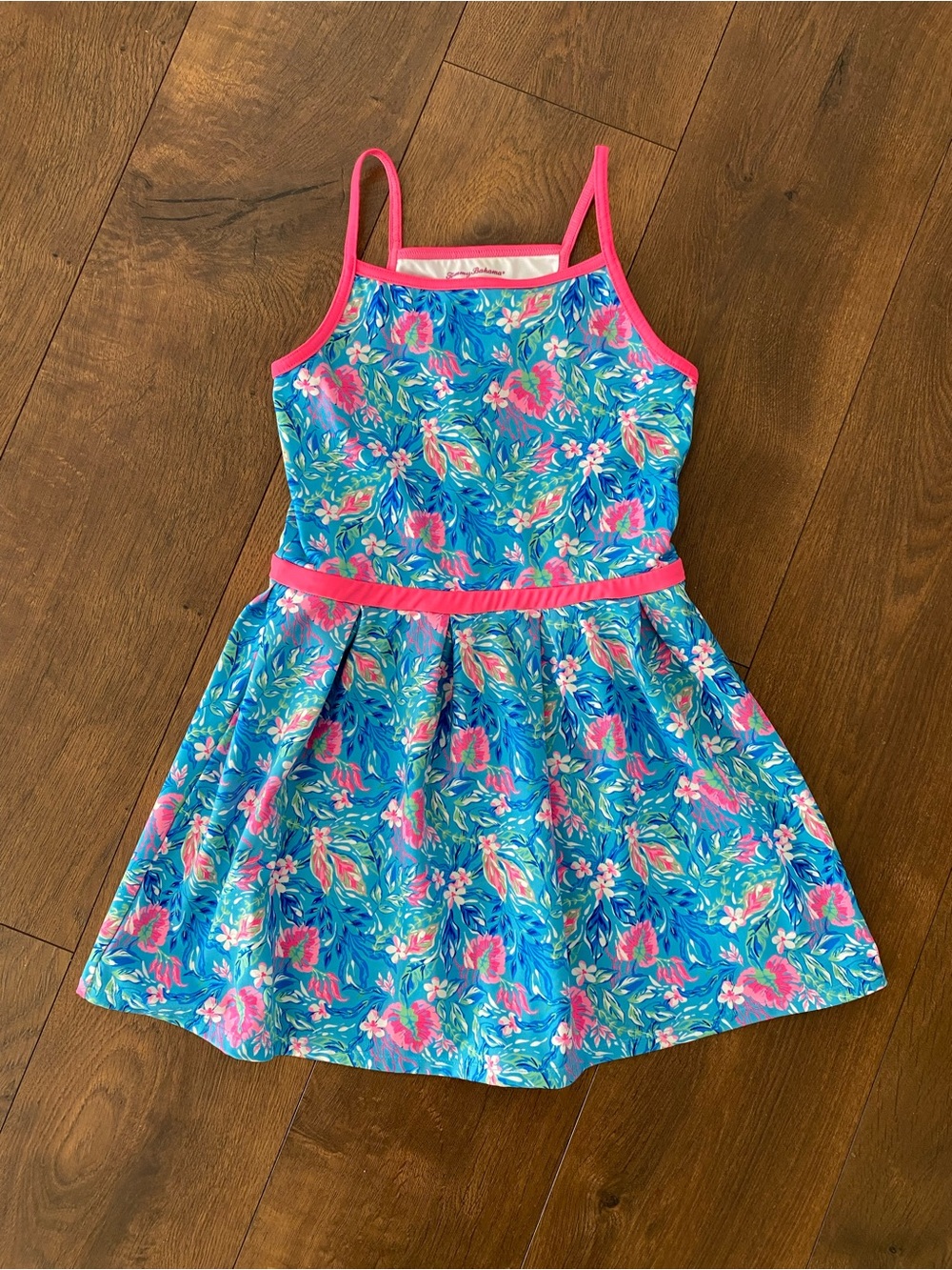 Tommy Bahama Active Floral Dress Pink Straps Girls Large 10-12